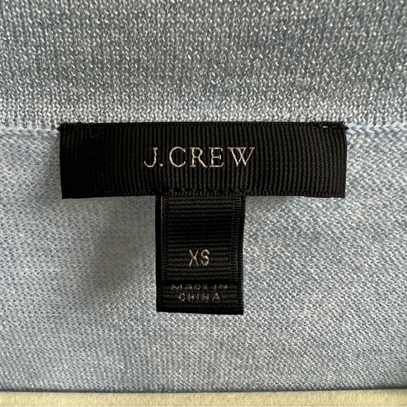 J. Crew J4235 Shimmering Light Blue Lurex Wrap Wool Blend Sweater Size XS - Picture 4 of 7